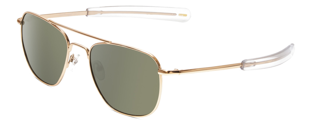 Profile View of Ernest Hemingway H202 55mm Metal Aviator Polarized Sunglasses in Gold&Green/Blue