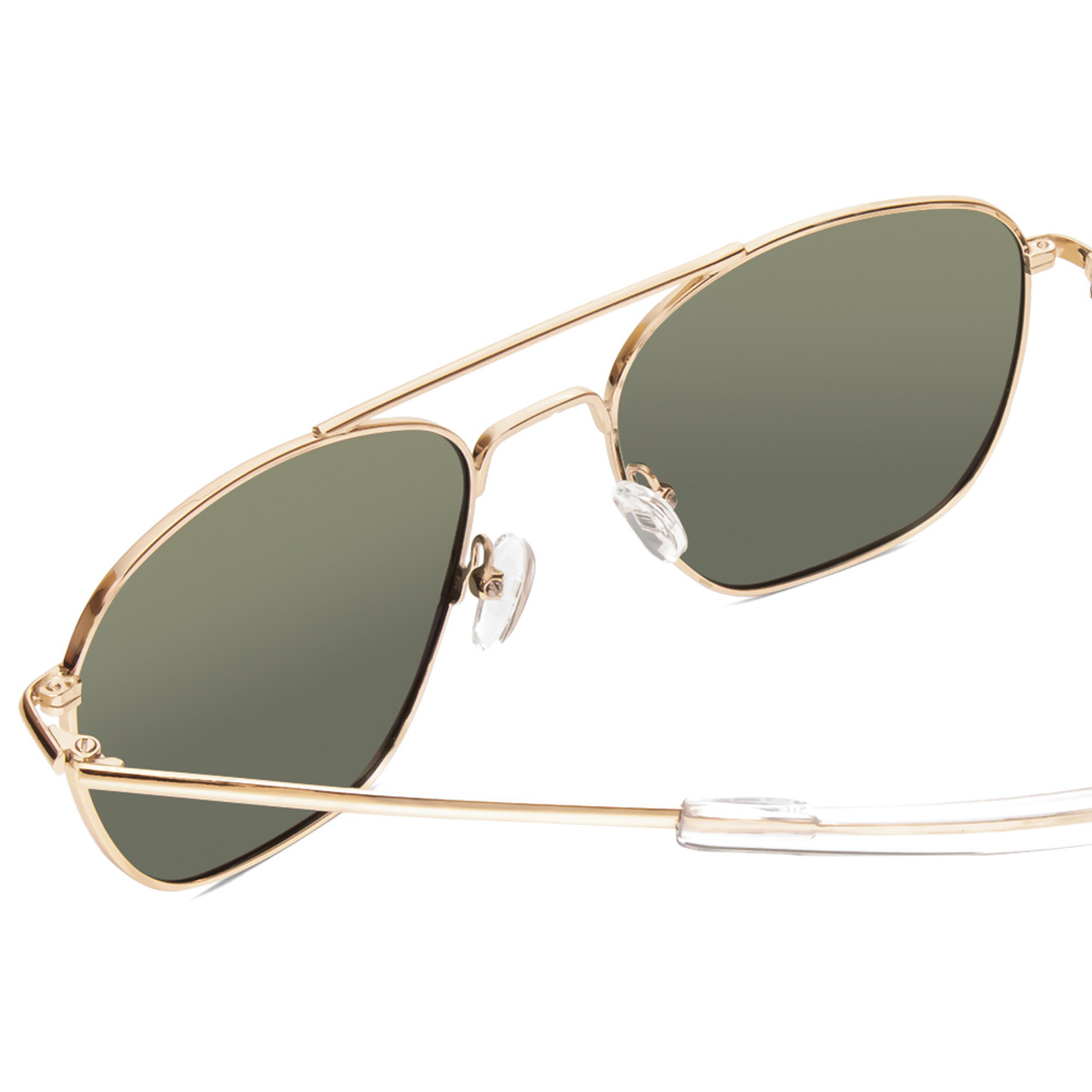 Close Up View of Ernest Hemingway H202 55mm Metal Pilot Polarized Sunglasses in Gold&Green/Blue