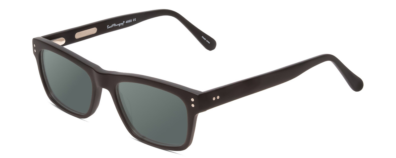 Profile View of Ernest Hemingway H4665 Designer Polarized Sunglasses with Custom Cut Smoke Grey Lenses in Matte Black Unisex Cateye Full Rim Acetate 53 mm