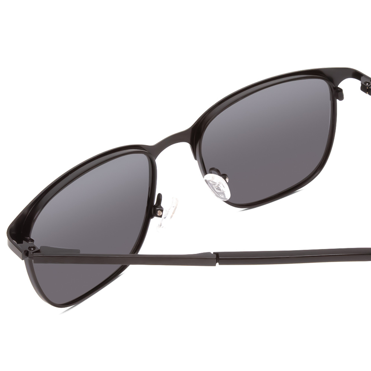 Close Up View of Ernest Hemingway H4731 Unisex Cateye Metal Sunglasses Matte Black&Blue/Grey 52mm