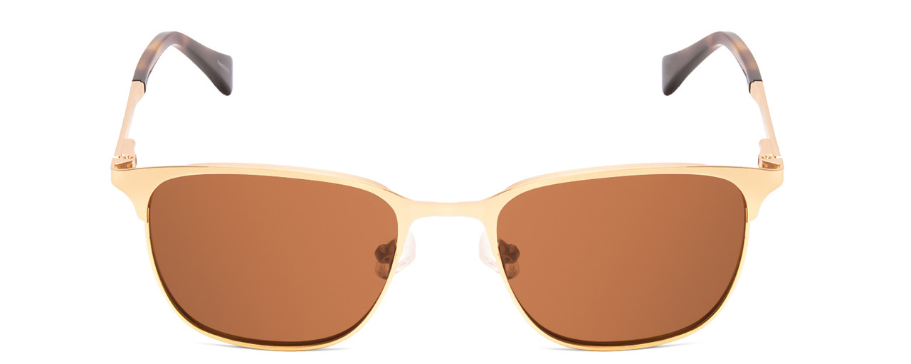 Front View of Ernest Hemingway H4731 Unisex Cateye Metal Sunglasses in Gold&Orange/Brown 52 mm