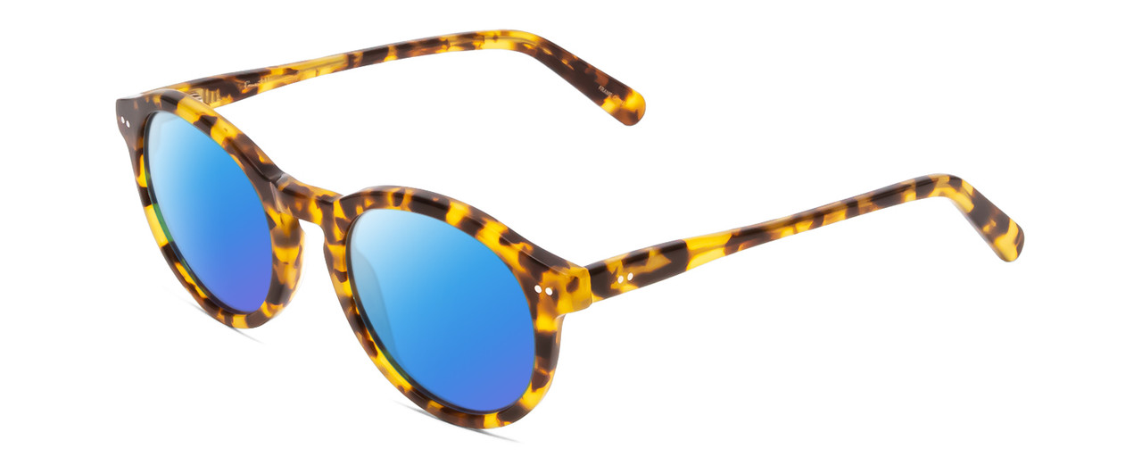 Profile View of Ernest Hemingway H4733 Designer Polarized Sunglasses with Custom Cut Blue Mirror Lenses in Gloss Tortoise Havana Yellow Gold Brown Ladies Cateye Full Rim Acetate 49 mm