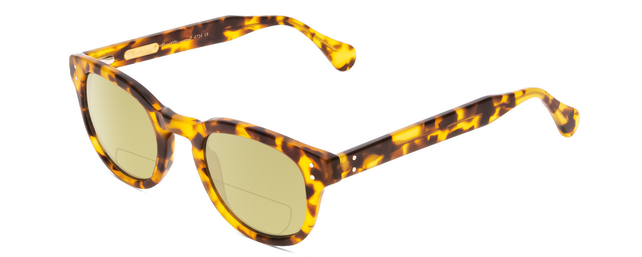 Profile View of Ernest Hemingway H4734 Designer Polarized Reading Sunglasses with Custom Cut Powered Sun Flower Yellow Lenses in Gloss Tortoise Havana Yellow Gold Brown Ladies Cateye Full Rim Acetate 49 mm