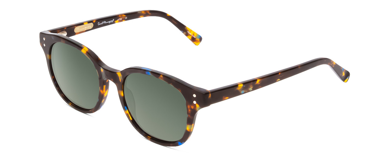 Profile View of Ernest Hemingway H4739 Unisex Cateye Sunglasses in Blue Gold Tortoise&Green 53mm