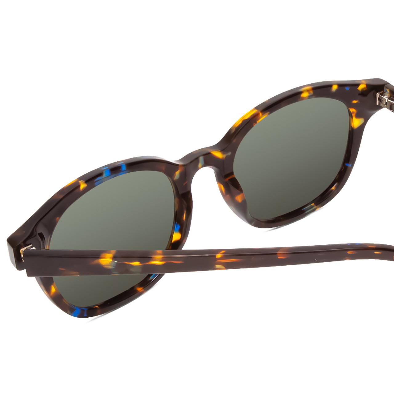 Close Up View of Ernest Hemingway H4739 Unisex Cateye Sunglasses in Blue Gold Tortoise&Green 53mm