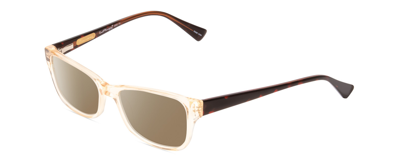 Profile View of Ernest Hemingway H4805 Designer Polarized Sunglasses with Custom Cut Amber Brown Lenses in Light Brown Beige Crystal Mist/Red Brown Tortoise Ladies Cateye Full Rim Acetate 52 mm