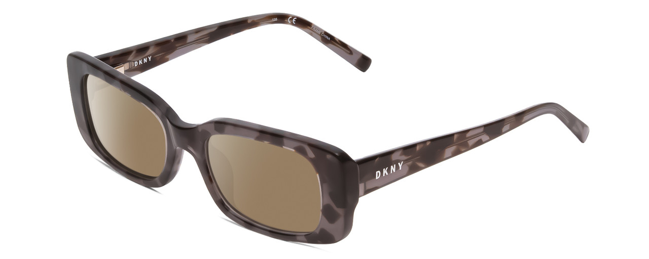 Profile View of DKNY DK5020 Designer Polarized Sunglasses with Custom Cut Amber Brown Lenses in Black Blue Tortoise Ladies Rectangle Full Rim Acetate 50 mm