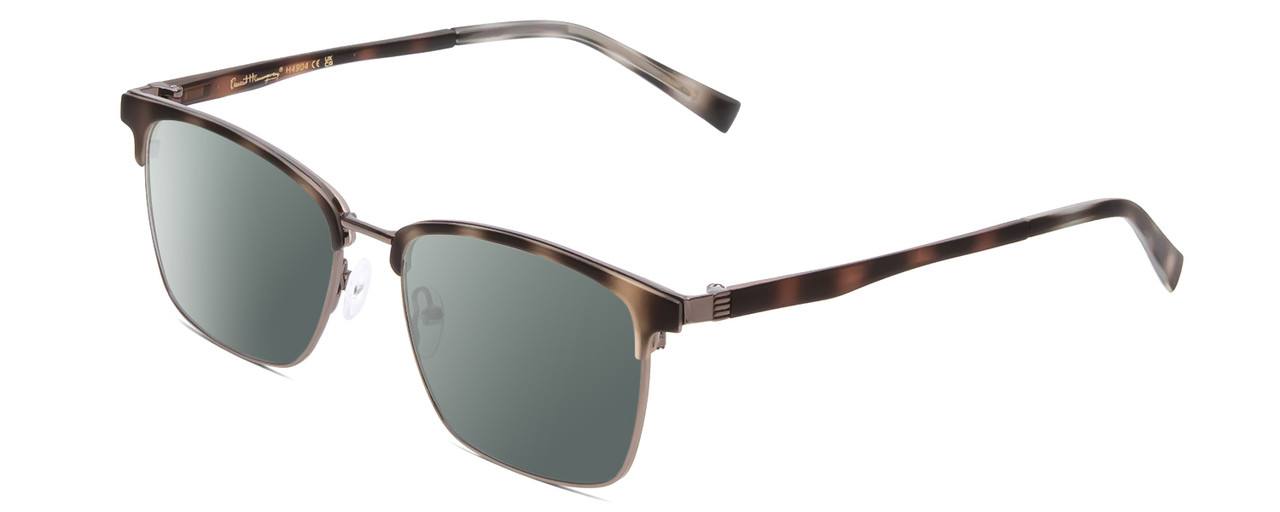 Profile View of Ernest Hemingway H4904 Designer Polarized Sunglasses with Custom Cut Smoke Grey Lenses in Matte Grey Tortoise Havana/Gun Metal Unisex Cateye Full Rim Acetate 55 mm