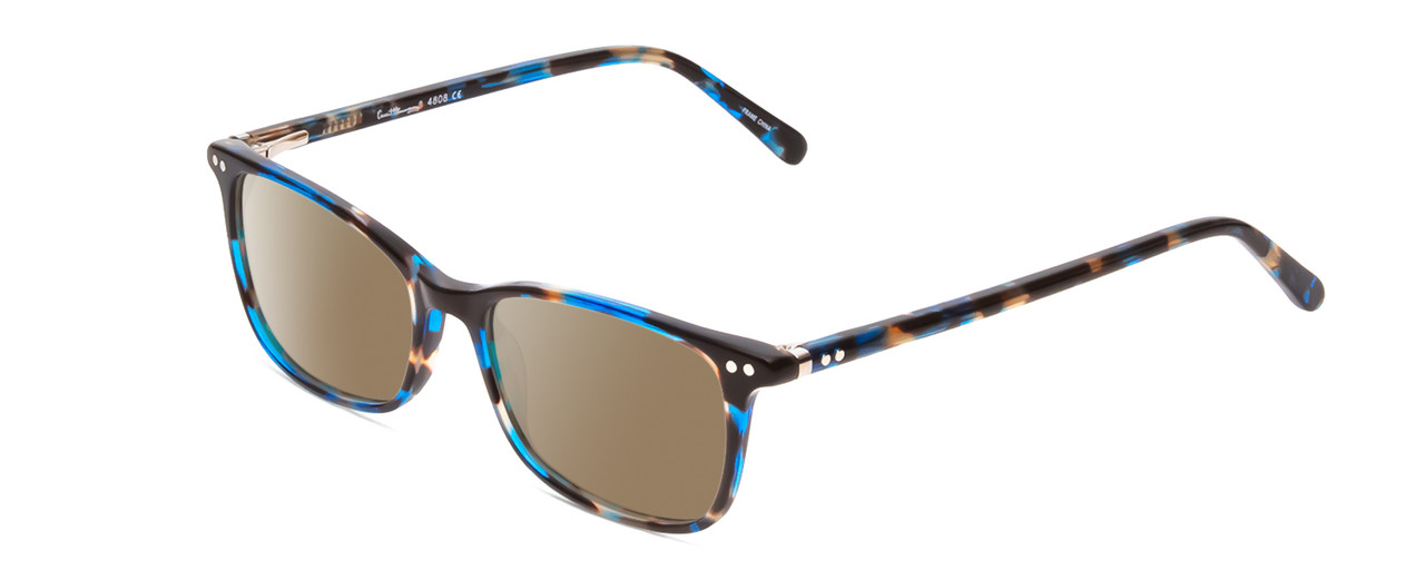 Profile View of Ernest Hemingway H4808 Designer Polarized Sunglasses with Custom Cut Amber Brown Lenses in Blue Brown Black Glitter Marble Ladies Cateye Full Rim Acetate 52 mm