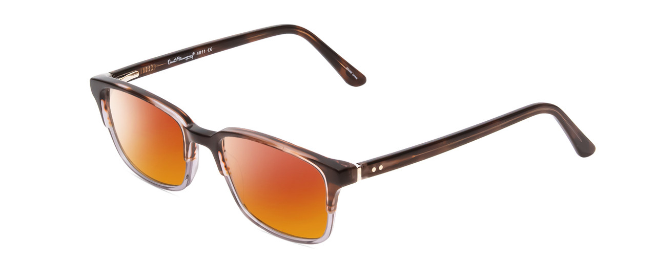 Profile View of Ernest Hemingway H4811 Designer Polarized Sunglasses with Custom Cut Red Mirror Lenses in Brown Tortoise Havana/Grey Crystal Layered Unisex Cateye Full Rim Acetate 53 mm