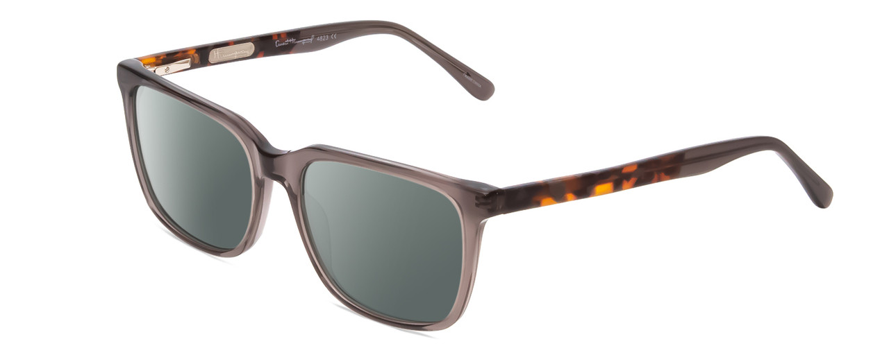 Profile View of Ernest Hemingway H4823 Designer Polarized Sunglasses with Custom Cut Smoke Grey Lenses in Grey Crystal/Brown Tortoise Havana Fade Unisex Square Full Rim Acetate 53 mm