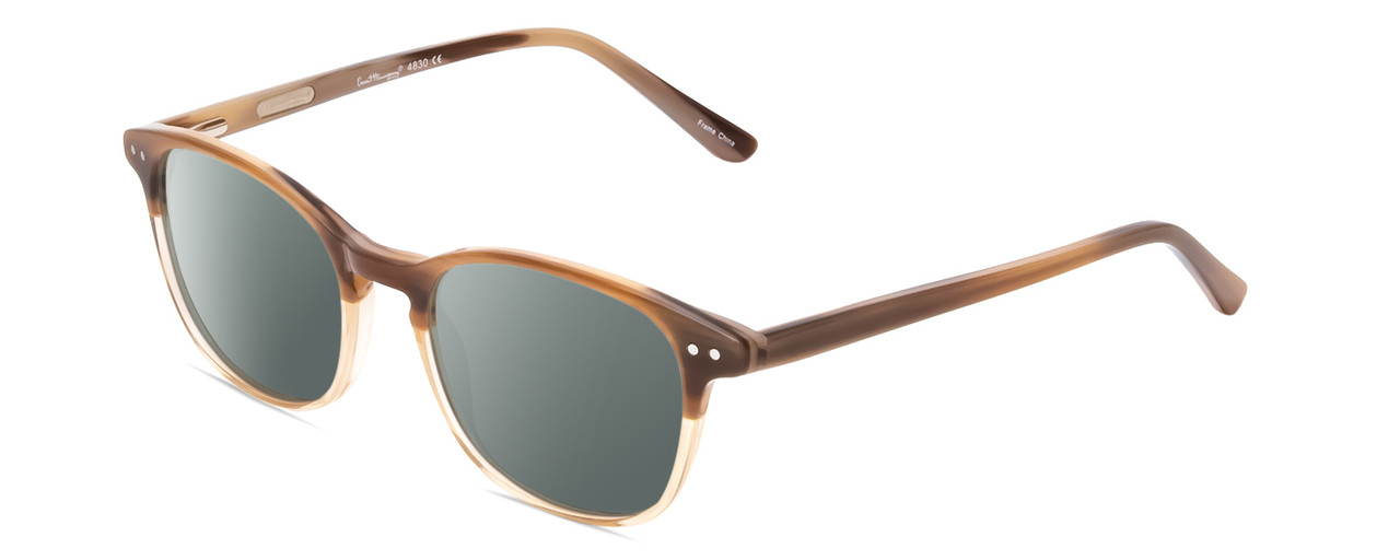 Profile View of Ernest Hemingway H4830 Designer Polarized Sunglasses with Custom Cut Smoke Grey Lenses in Mink Brown Marble/Beige Crystal Fade Ladies Cateye Full Rim Acetate 51 mm