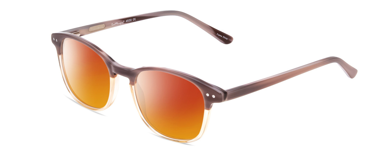 Profile View of Ernest Hemingway H4830 Designer Polarized Sunglasses with Custom Cut Red Mirror Lenses in Mauve Purple Plum Marble/Beige Crystal Fade Ladies Cateye Full Rim Acetate 51 mm