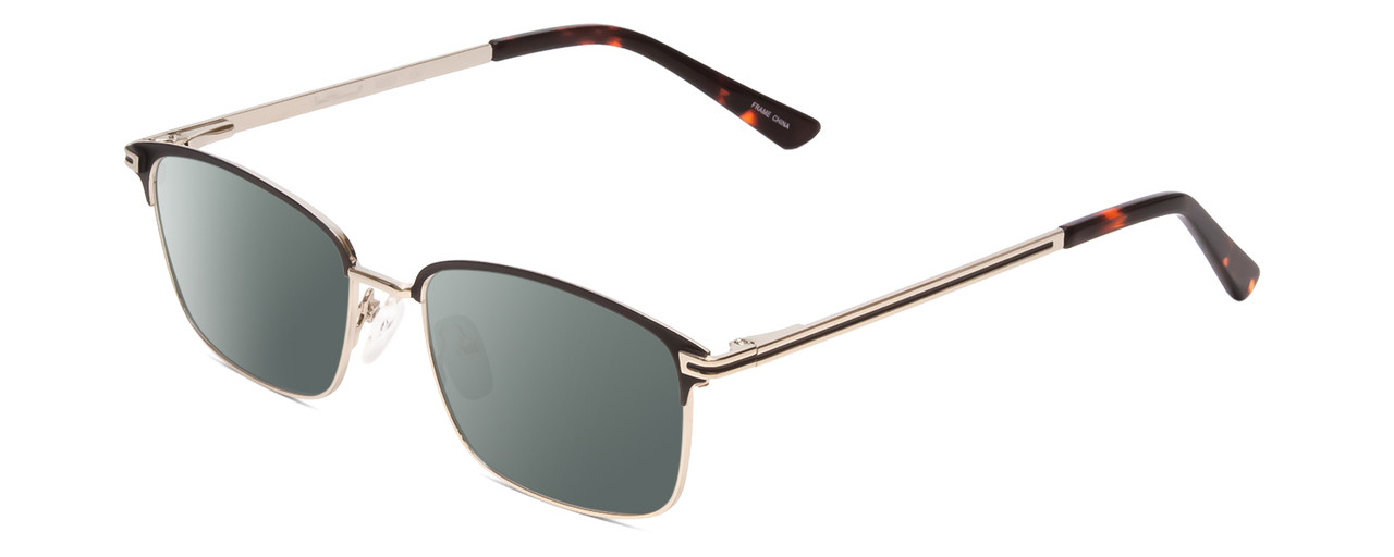 Profile View of Ernest Hemingway H4837 Designer Polarized Sunglasses with Custom Cut Smoke Grey Lenses in Metallic Black Silver/Auburn Tortoise Unisex Cateye Full Rim Stainless Steel 53 mm