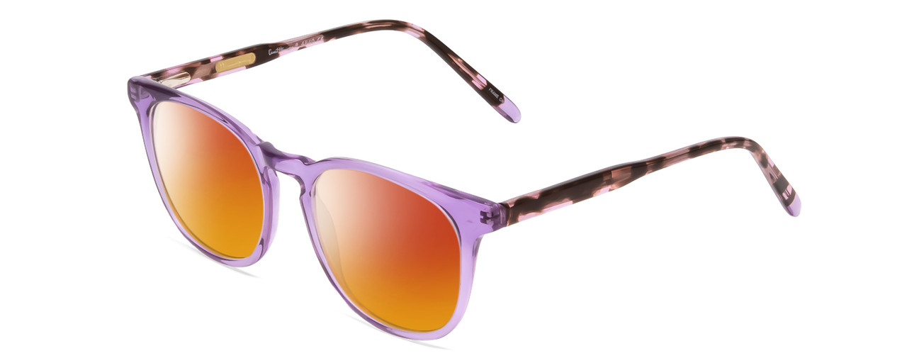 Profile View of Ernest Hemingway H4840 Designer Polarized Sunglasses with Custom Cut Red Mirror Lenses in Purple Crystal/Lilac Brown Amber Glitter Tortoise Ladies Cateye Full Rim Acetate 50 mm