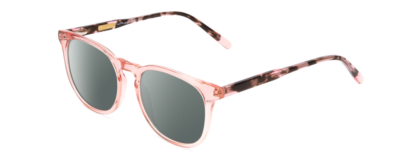 Profile View of Ernest Hemingway H4840 Designer Polarized Sunglasses with Custom Cut Smoke Grey Lenses in Pink Crystal/Brown Rose Amber Glitter Tortoise Ladies Cateye Full Rim Acetate 50 mm