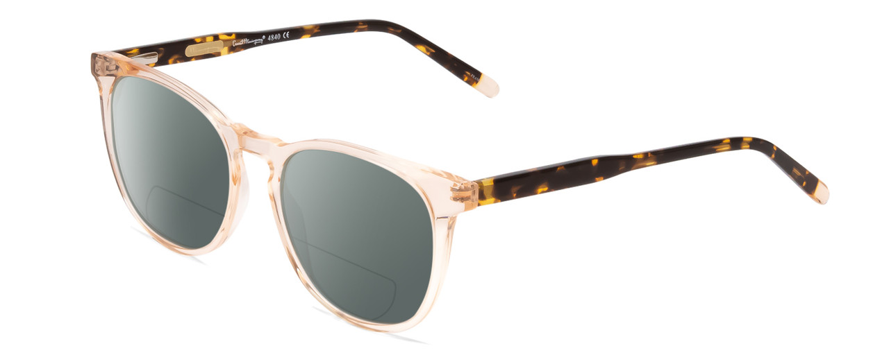 Profile View of Ernest Hemingway H4840 Designer Polarized Reading Sunglasses with Custom Cut Powered Smoke Grey Lenses in Wheat Crystal/Brown Amber Yellow Glitter Tortoise Ladies Cateye Full Rim Acetate 50 mm