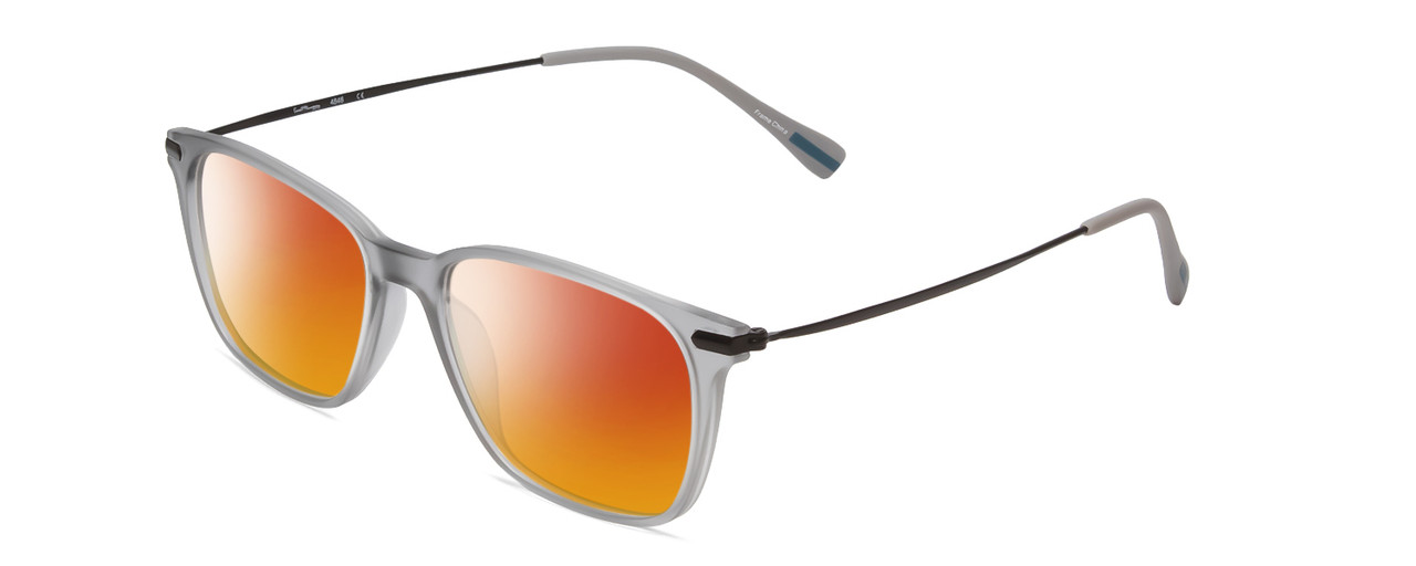 Profile View of Ernest Hemingway H4846 Designer Polarized Sunglasses with Custom Cut Red Mirror Lenses in Matte Grey Crystal Black Metal Unisex Cateye Full Rim Acetate 53 mm