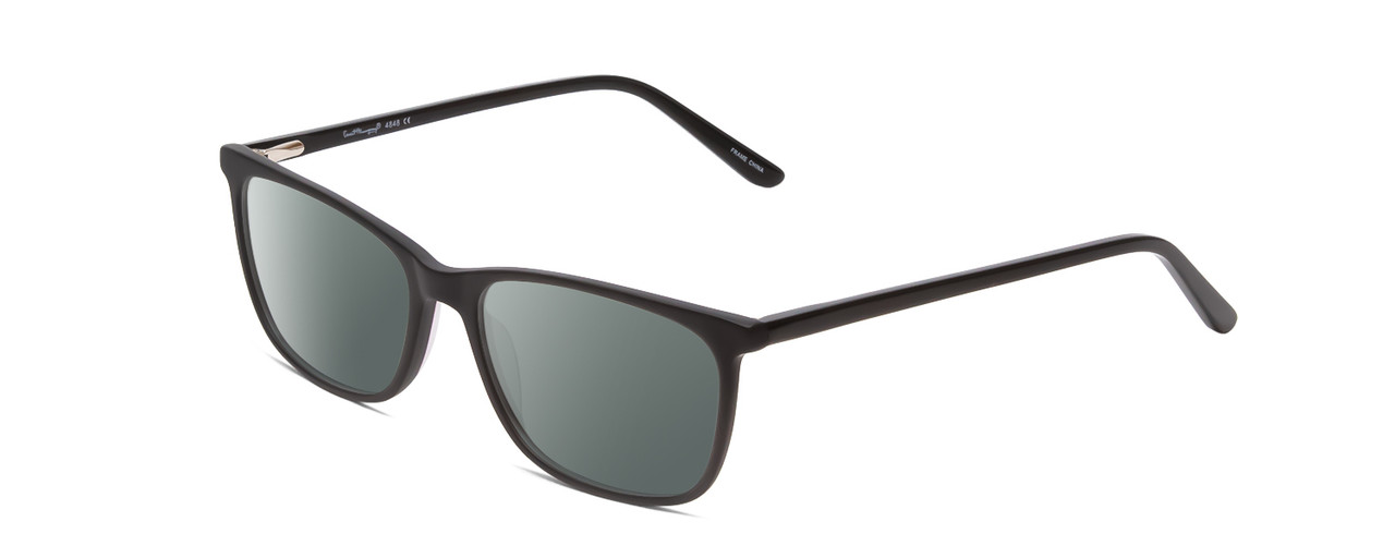 Profile View of Ernest Hemingway H4848 Designer Polarized Sunglasses with Custom Cut Smoke Grey Lenses in Matte/Gloss Black Unisex Cateye Full Rim Acetate 54 mm