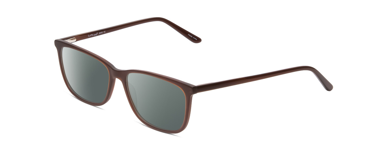 Profile View of Ernest Hemingway H4848 Designer Polarized Sunglasses with Custom Cut Smoke Grey Lenses in Matte/Gloss Auburn Brown Unisex Cateye Full Rim Acetate 54 mm