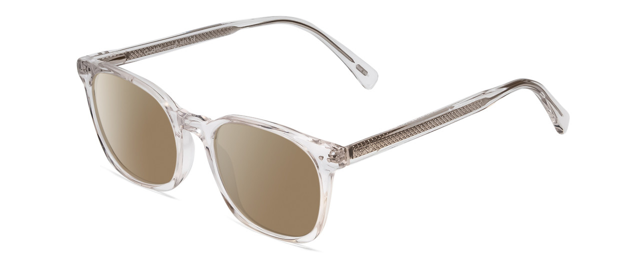 Profile View of Ernest Hemingway H4851 Designer Polarized Sunglasses with Custom Cut Amber Brown Lenses in Gloss Clear Crystal Patterned Silver Unisex Cateye Full Rim Acetate 51 mm