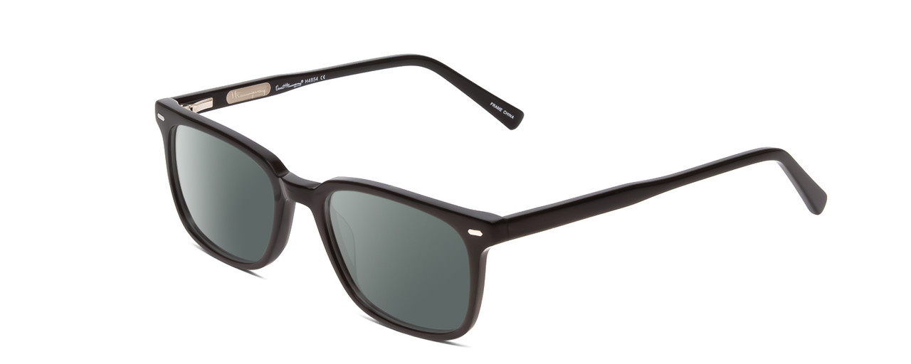 Profile View of Ernest Hemingway H4854 Designer Polarized Sunglasses with Custom Cut Smoke Grey Lenses in Gloss Black Silver Studs  Unisex Cateye Full Rim Acetate 51 mm