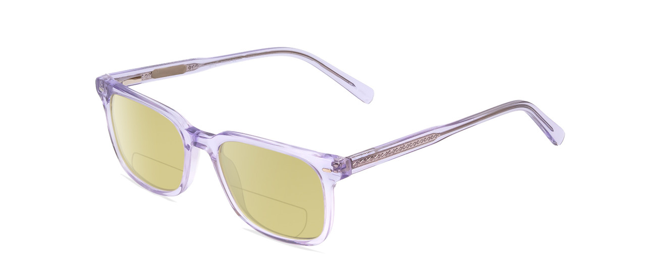 Profile View of Ernest Hemingway H4854 Designer Polarized Reading Sunglasses with Custom Cut Powered Sun Flower Yellow Lenses in Lilac Purple Crystal Patterned Silver Ladies Cateye Full Rim Acetate 51 mm