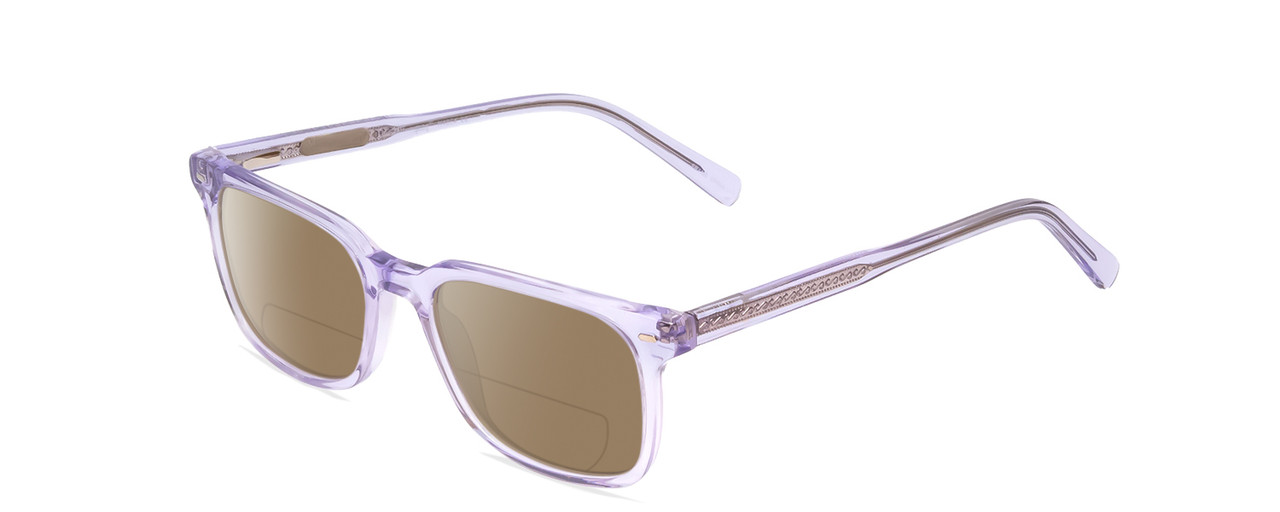 Profile View of Ernest Hemingway H4854 Designer Polarized Reading Sunglasses with Custom Cut Powered Amber Brown Lenses in Lilac Purple Crystal Patterned Silver Ladies Cateye Full Rim Acetate 51 mm