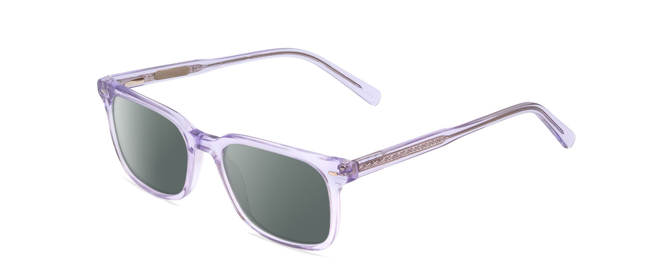 Profile View of Ernest Hemingway H4854 Designer Polarized Sunglasses with Custom Cut Smoke Grey Lenses in Lilac Purple Crystal Patterned Silver Ladies Cateye Full Rim Acetate 54 mm