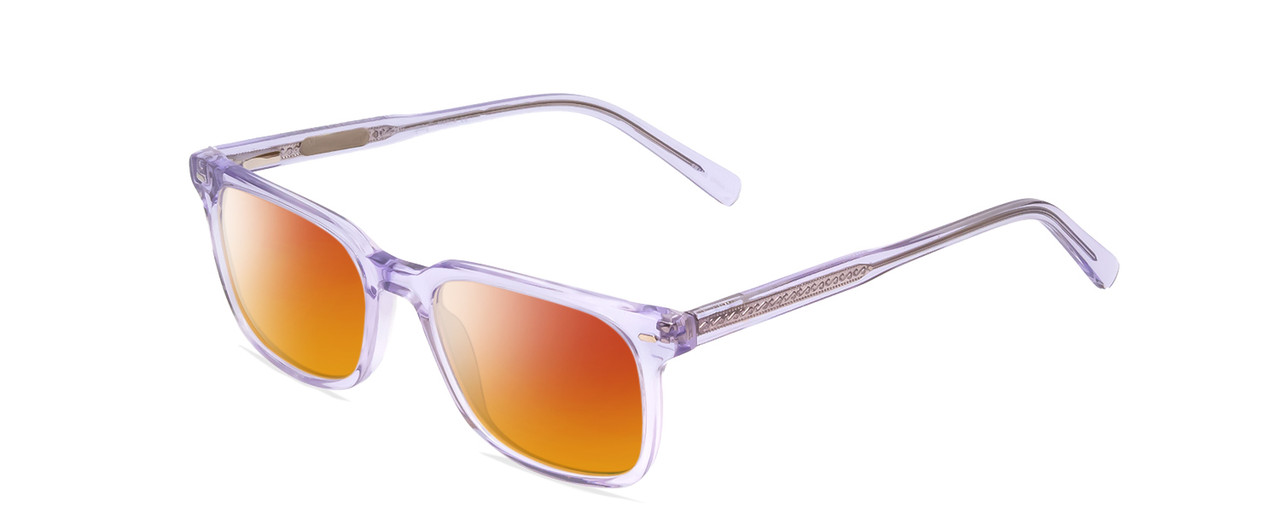 Profile View of Ernest Hemingway H4854 Designer Polarized Sunglasses with Custom Cut Red Mirror Lenses in Lilac Purple Crystal Patterned Silver Ladies Cateye Full Rim Acetate 54 mm