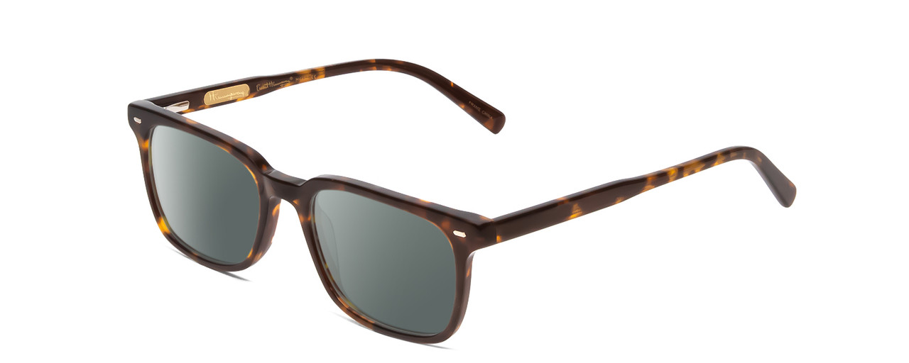 Profile View of Ernest Hemingway H4854 Designer Polarized Sunglasses with Custom Cut Smoke Grey Lenses in Brown Gold Auburn Tortoise Havana Unisex Cateye Full Rim Acetate 51 mm