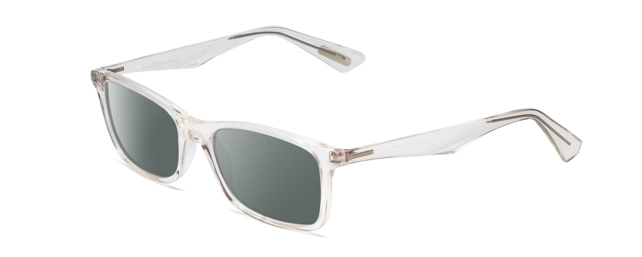 Profile View of Ernest Hemingway H4857 Designer Polarized Sunglasses with Custom Cut Smoke Grey Lenses in Shiny Clear Crystal Unisex Cateye Full Rim Acetate 56 mm
