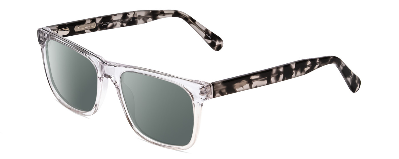 Profile View of Ernest Hemingway H4861 Designer Polarized Sunglasses with Custom Cut Smoke Grey Lenses in Clear Crystal/Grey Black Tortoise Havana Unisex Cateye Full Rim Acetate 55 mm