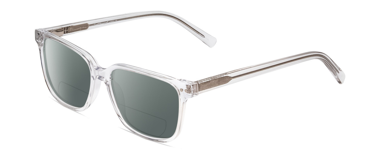 Profile View of Ernest Hemingway H4868 Designer Polarized Reading Sunglasses with Custom Cut Powered Smoke Grey Lenses in Clear Crystal/Silver Glitter Accent Unisex Cateye Full Rim Acetate 52 mm