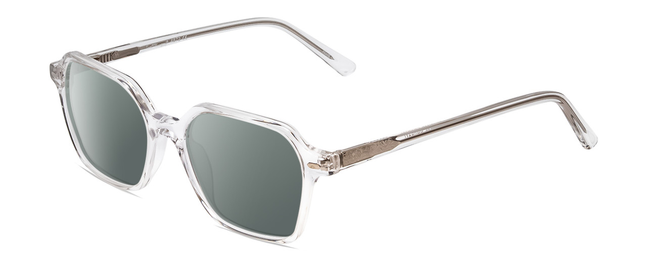 Profile View of Ernest Hemingway H4872 Designer Polarized Sunglasses with Custom Cut Smoke Grey Lenses in Clear Crystal/Silver Glitter Accent Unisex Square Full Rim Acetate 50 mm