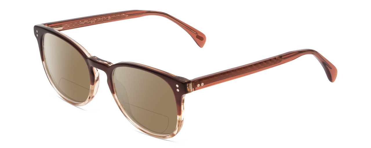 Profile View of Ernest Hemingway H4873 Designer Polarized Reading Sunglasses with Custom Cut Powered Amber Brown Lenses in Claret Red Fade Unisex Cateye Full Rim Acetate 51 mm