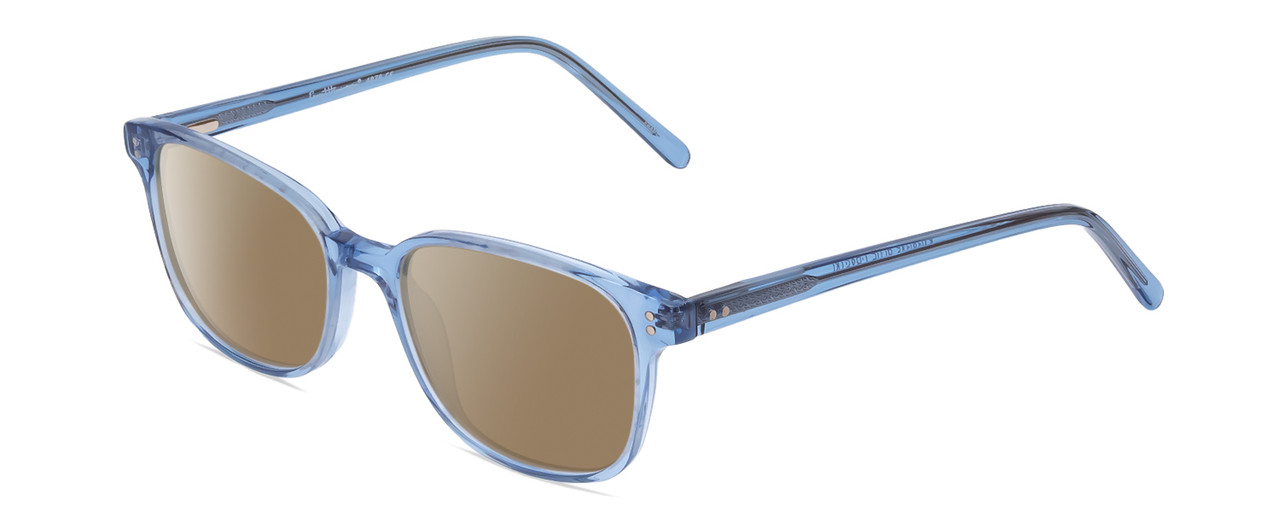 Profile View of Ernest Hemingway H4876 Designer Polarized Sunglasses with Custom Cut Amber Brown Lenses in Shiny Blue Crystal/Silver Accents Unisex Cateye Full Rim Acetate 53 mm