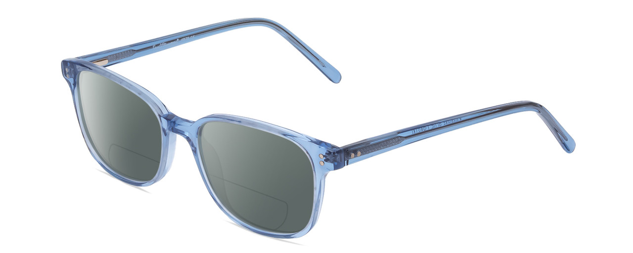 Profile View of Ernest Hemingway H4876 Designer Polarized Reading Sunglasses with Custom Cut Powered Smoke Grey Lenses in Shiny Blue Crystal/Silver Accents Unisex Cateye Full Rim Acetate 53 mm