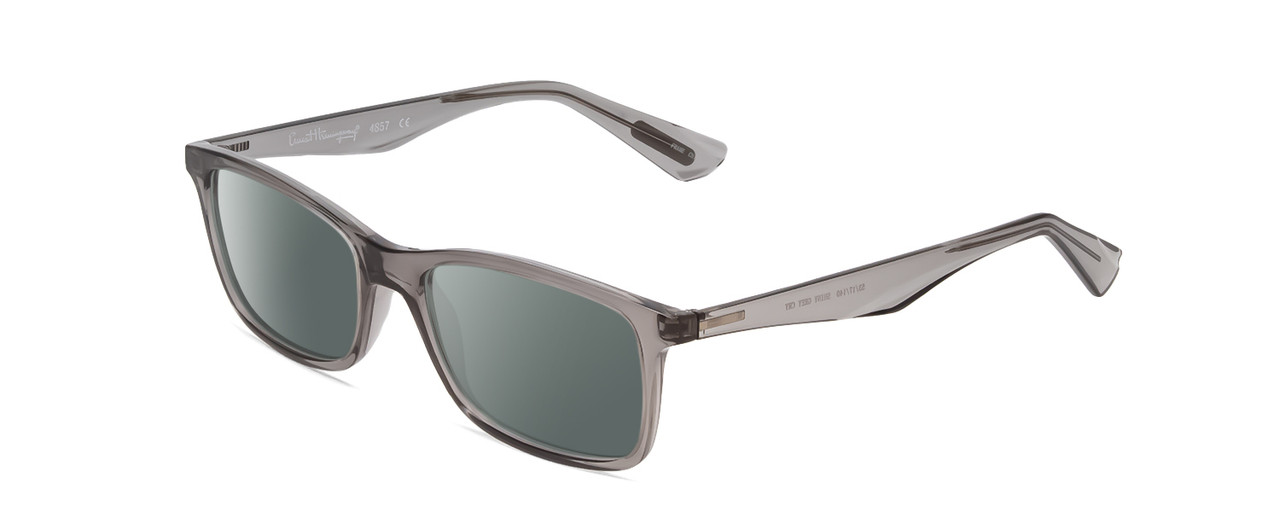 Profile View of Ernest Hemingway H4857 Designer Polarized Sunglasses with Custom Cut Smoke Grey Lenses in Shiny Shadow Grey Crystal Unisex Cateye Full Rim Acetate 53 mm