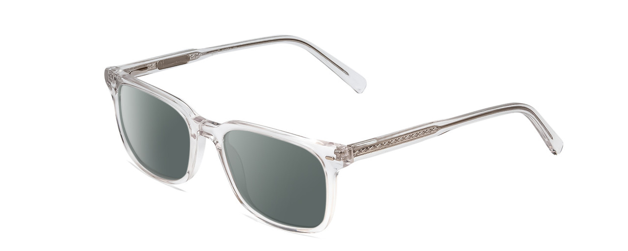 Profile View of Ernest Hemingway H4854 Designer Polarized Sunglasses with Custom Cut Smoke Grey Lenses in Clear Crystal Patterned Silver Unisex Cateye Full Rim Acetate 51 mm