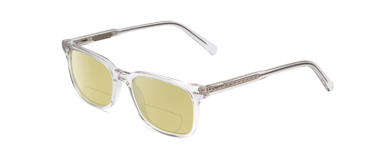 Profile View of Ernest Hemingway H4854 Designer Polarized Reading Sunglasses with Custom Cut Powered Sun Flower Yellow Lenses in Clear Crystal Patterned Silver Unisex Cateye Full Rim Acetate 51 mm