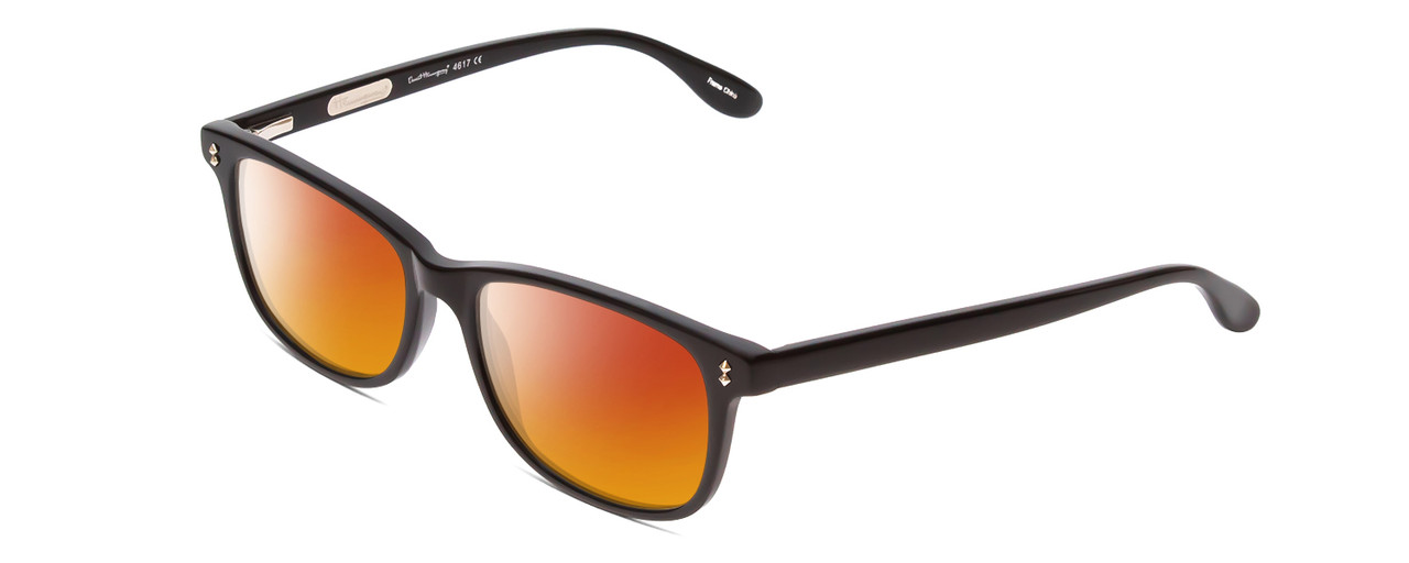 Profile View of Ernest Hemingway H4617 Designer Polarized Sunglasses with Custom Cut Red Mirror Lenses in Shiny Black Unisex Cateye Full Rim Acetate 56 mm