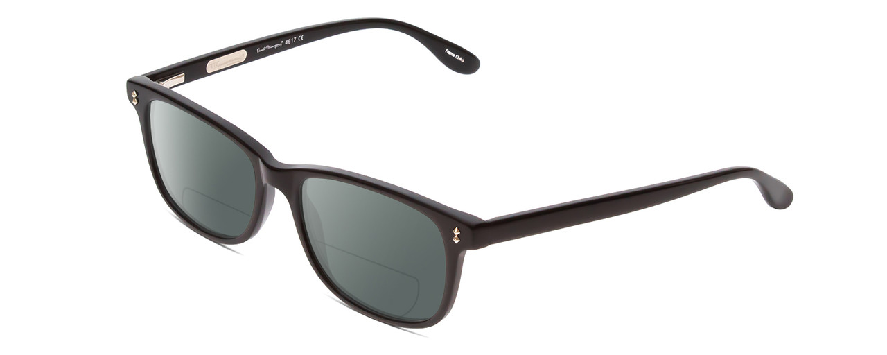 Profile View of Ernest Hemingway H4617 Designer Polarized Reading Sunglasses with Custom Cut Powered Smoke Grey Lenses in Shiny Black Unisex Cateye Full Rim Acetate 56 mm