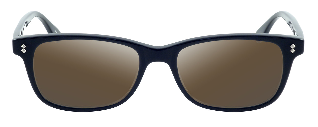 Front View of Ernest Hemingway H4617 Designer Polarized Sunglasses with Custom Cut Amber Brown Lenses in Matte Black Unisex Cateye Full Rim Acetate 56 mm