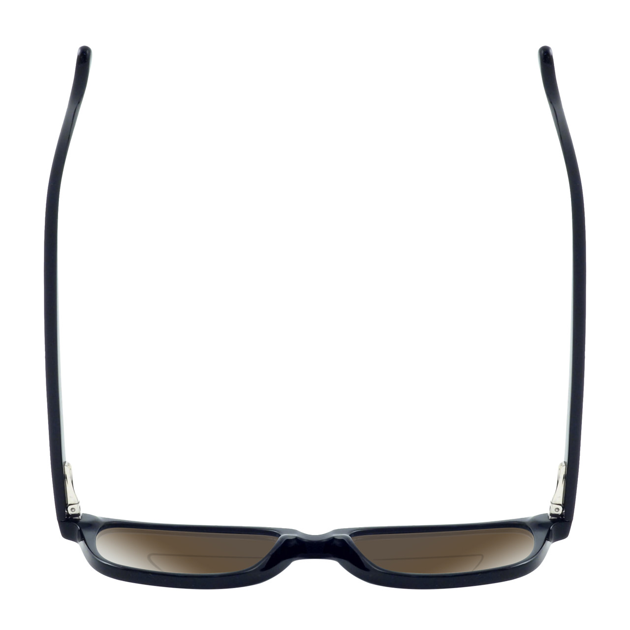 Top View of Ernest Hemingway H4617 Designer Polarized Reading Sunglasses with Custom Cut Powered Amber Brown Lenses in Matte Black Unisex Cateye Full Rim Acetate 56 mm