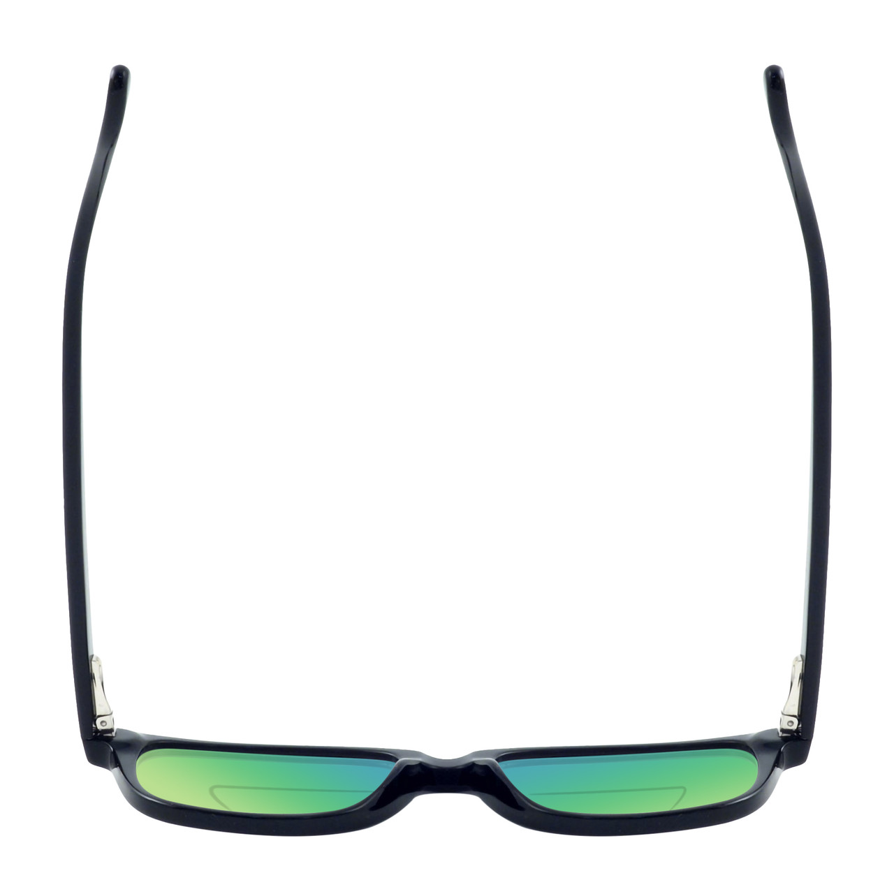 Top View of Ernest Hemingway H4617 Designer Polarized Reading Sunglasses with Custom Cut Powered Green Mirror Lenses in Matte Black Unisex Cateye Full Rim Acetate 56 mm