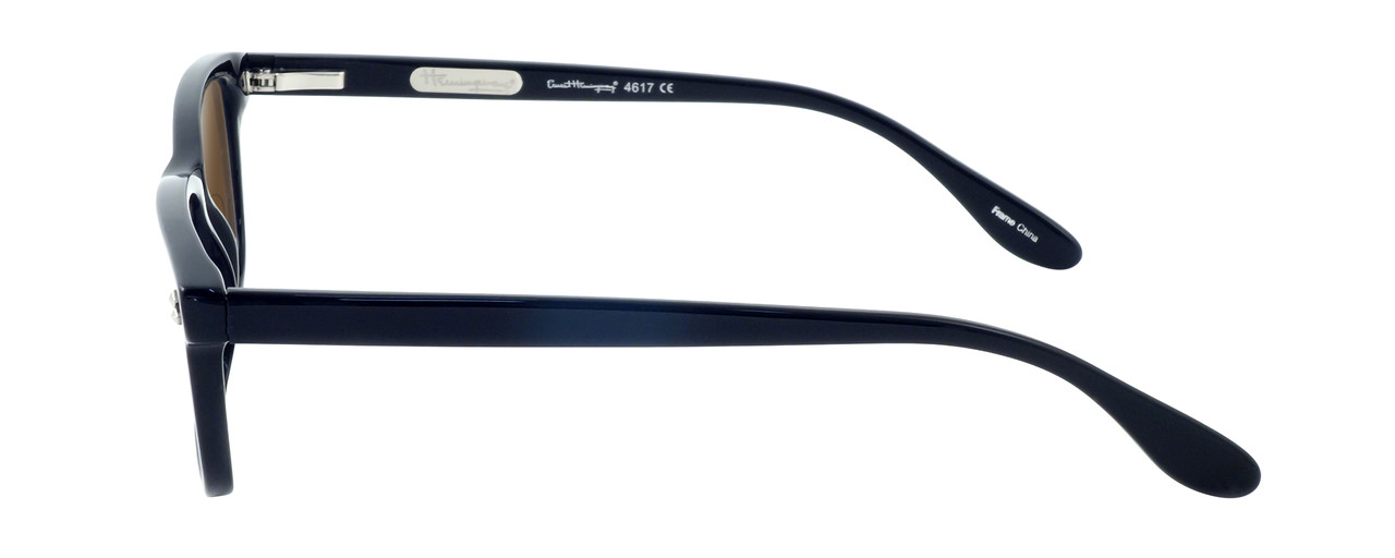 Side View of Ernest Hemingway H4617 Designer Polarized Reading Sunglasses with Custom Cut Powered Amber Brown Lenses in Matte Black Unisex Cateye Full Rim Acetate 56 mm