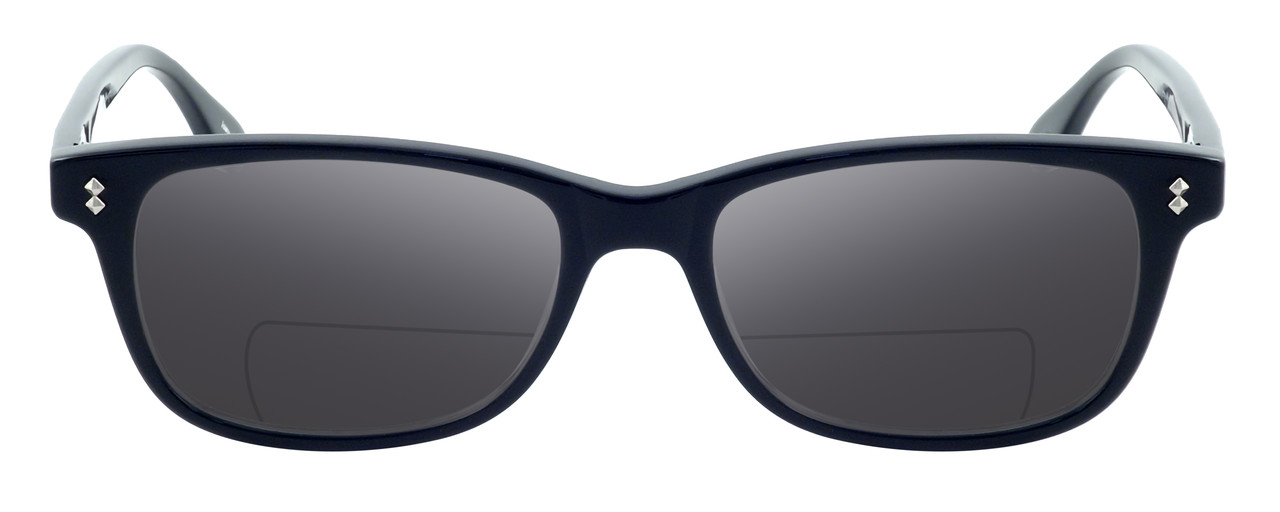 Front View of Ernest Hemingway H4617 Designer Polarized Reading Sunglasses with Custom Cut Powered Smoke Grey Lenses in Matte Black Unisex Cateye Full Rim Acetate 56 mm