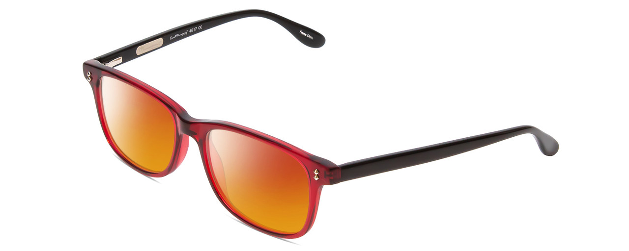 Profile View of Ernest Hemingway H4617 Designer Polarized Sunglasses with Custom Cut Red Mirror Lenses in Shiny Red Crystal Black Unisex Cateye Full Rim Acetate 56 mm