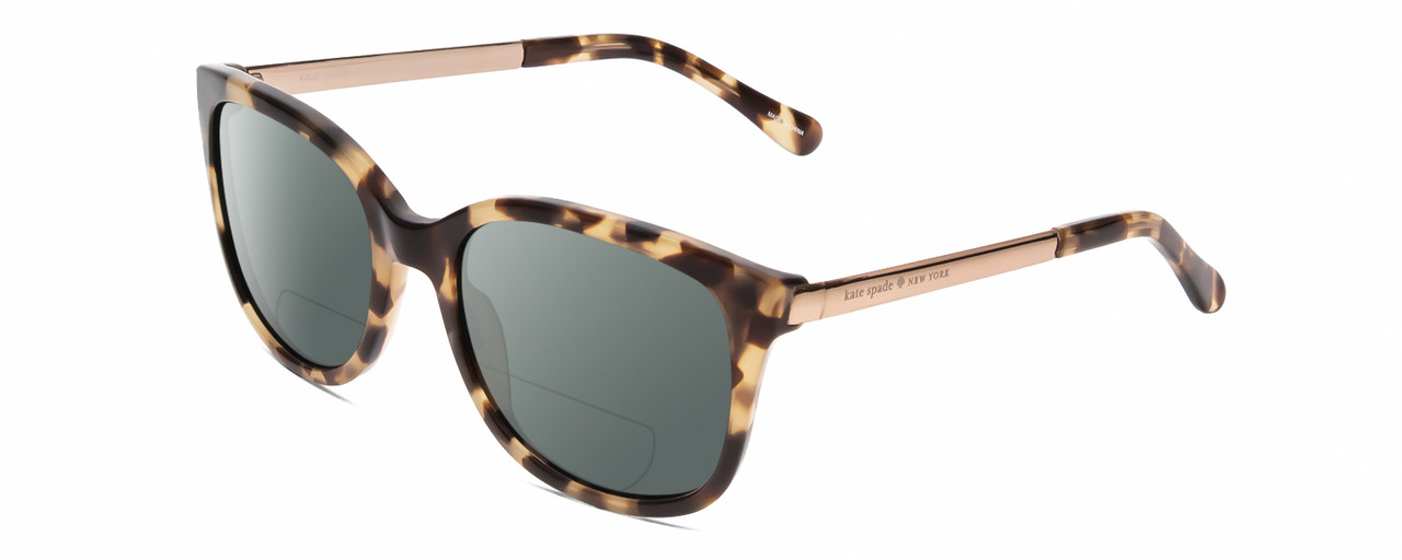 Profile View of Kate Spade GAYLA Designer Polarized Reading Sunglasses with Custom Cut Powered Smoke Grey Lenses in Camel Tortoise Havana Brown Ladies Cateye Full Rim Acetate 52 mm